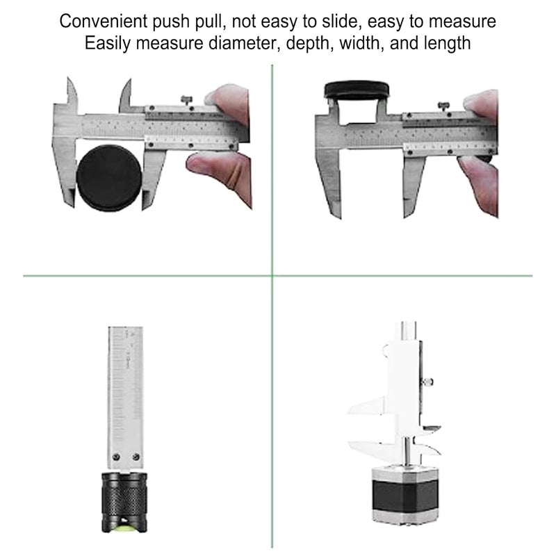 Denash Vernier Caliper, 3" Stainless Steel Caliper Measuring Tool,0‑50mm Manual Micrometer with Storage Bag for Mechanical Tools - Image 3